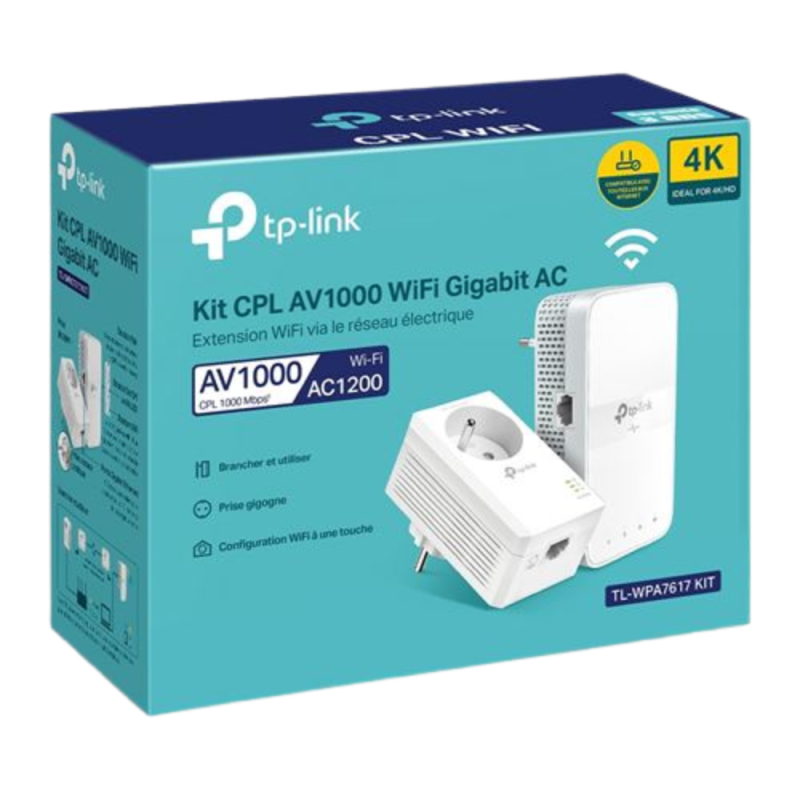 Kit Amplificateur Répéteur Wi-Fi CPL AV1000 avec prise gigogne TP-Link TL-WPA7617 KIT - Blanc — TP-Link · Smarty Paris 18e